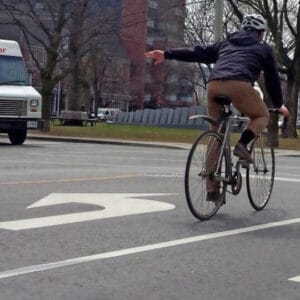 cyclist making left turn